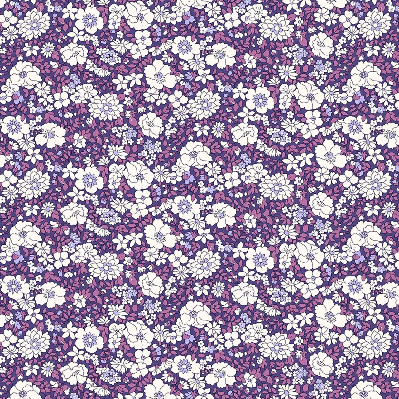 1 Yard Purple Arley Blossom Lasenby Quilting Cotton Fabric for Sewing and Crafts